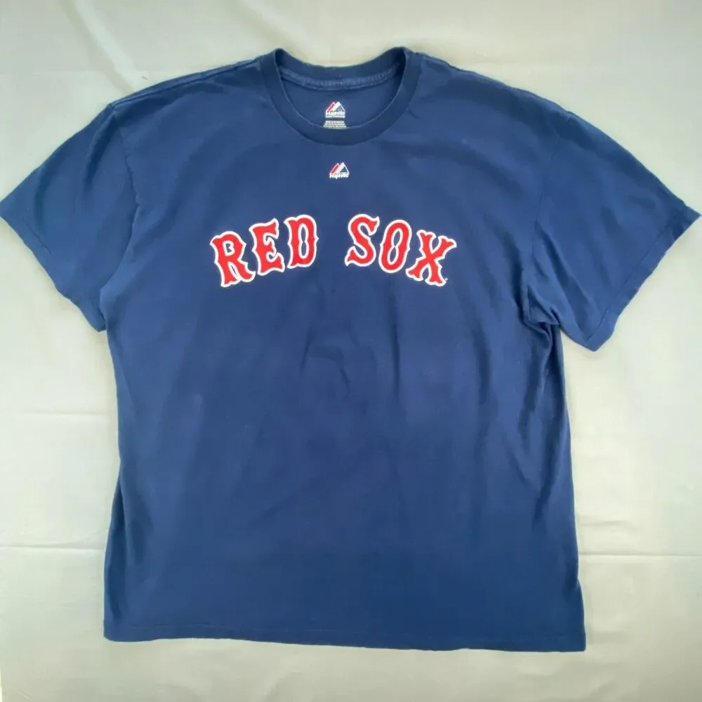 Majestic Boston Red Sox T Shirt Mens XL Navy Blue Graphic Tee Short Sleeve MLB